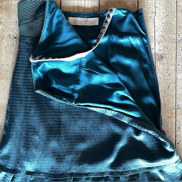 Lela Rose Silk Linen Textured Dark Teal Blue Short Sleeveless Mini Dress Size 6 - Picture 11 of 14